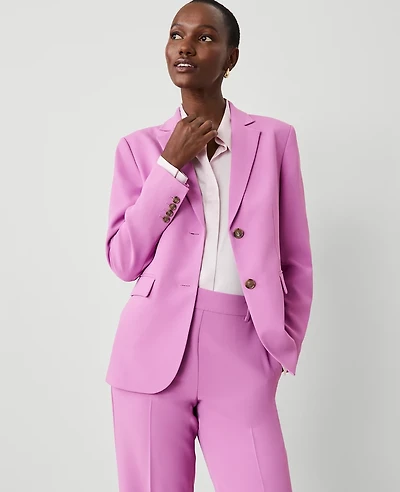Ann Taylor The Two-Button Blazer Fluid Crepe Orchid Glow Women's