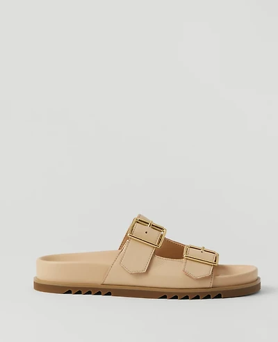 Ann Taylor Weekend Collection Double Buckle Leather Sport Sandals Sands Edge Women's