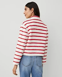 Ann Taylor Petite Tweed Oversized Double Breasted Jacket Bright Cherry Women's