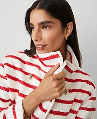 Ann Taylor Petite Tweed Oversized Double Breasted Jacket Bright Cherry Women's