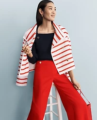 Ann Taylor Petite Tweed Oversized Double Breasted Jacket Bright Cherry Women's