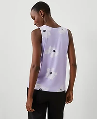 Ann Taylor Petite Floral Mixed Media Shell Top Size 2XS Lilac Bud Women's