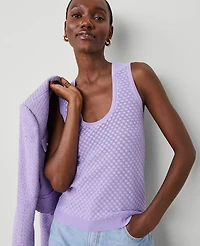 Ann Taylor Petite Stitched Sweater Shell Top Radiant Amethyst Women's