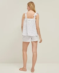 Ann Taylor Dotted Bow Pajama Set White Women's