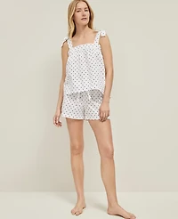 Ann Taylor Dotted Bow Pajama Set White Women's