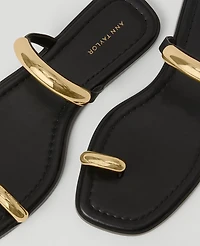 Ann Taylor Embellished Toe Ring Leather Sandals Women's