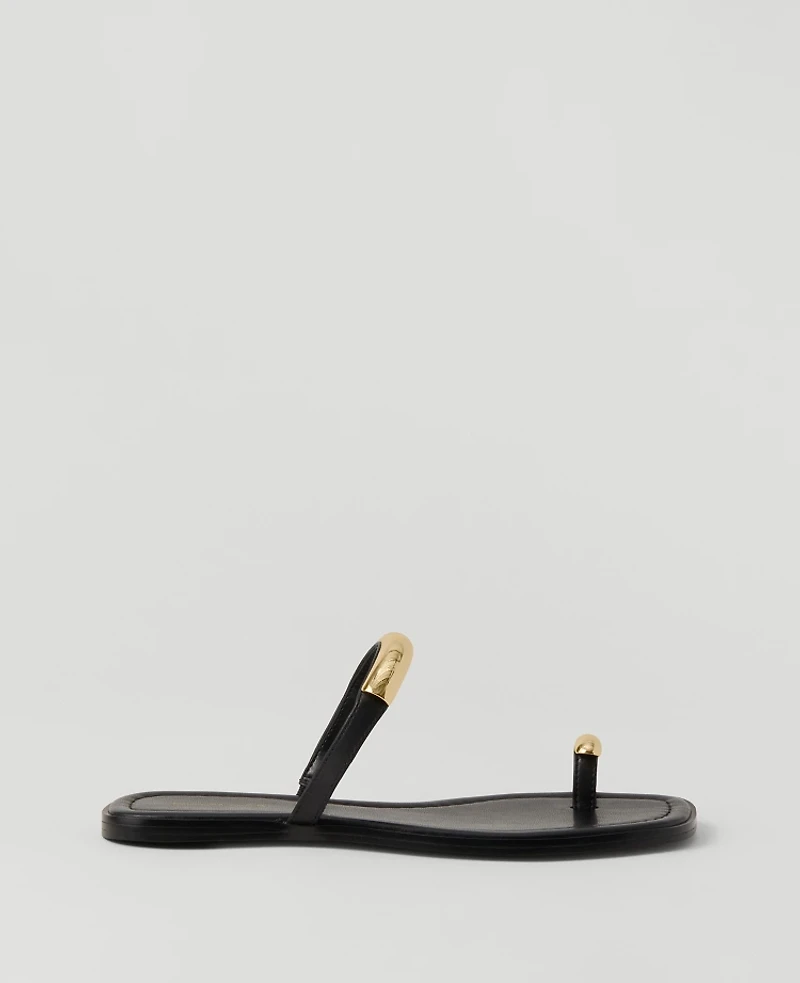 Ann Taylor Embellished Toe Ring Leather Sandals Women's