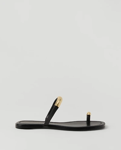 Ann Taylor Embellished Toe Ring Leather Sandals Women's