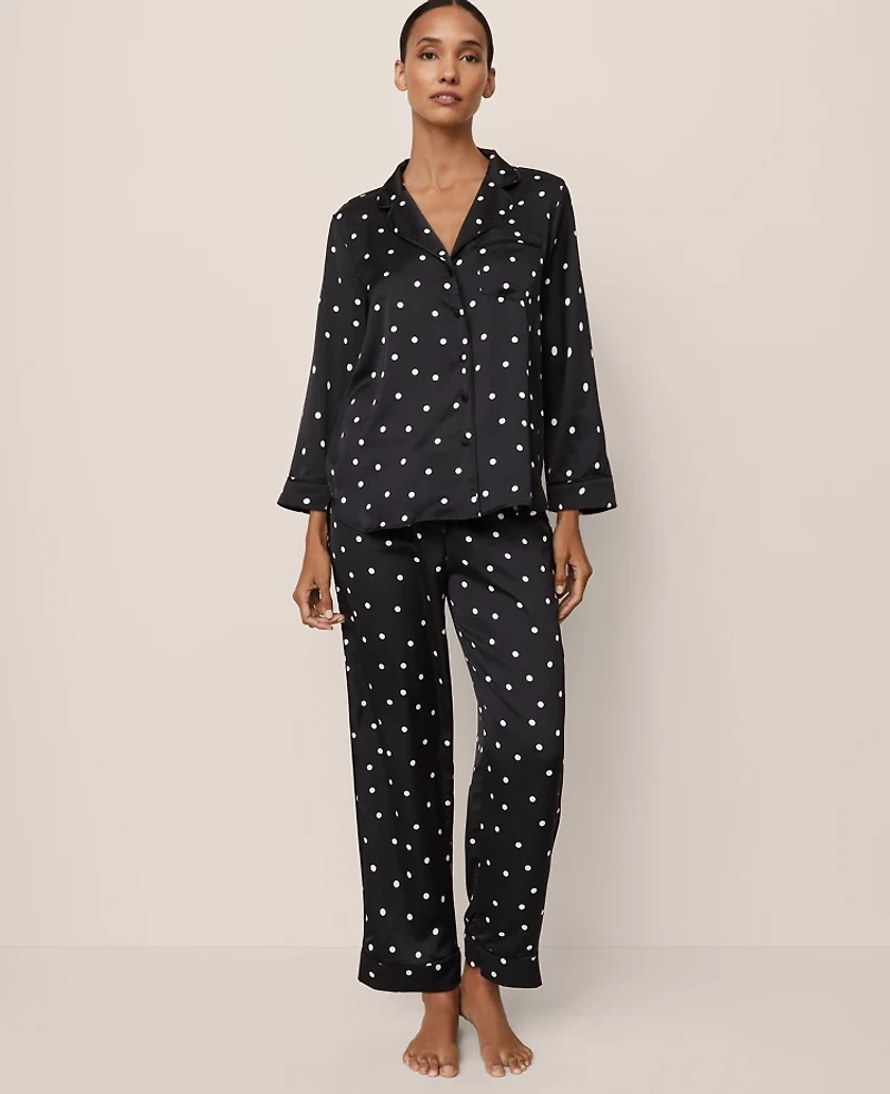 Ann Taylor Dotted Pajama Set Black Women's