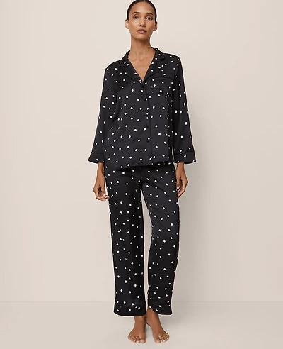 Ann Taylor Dotted Pajama Set Black Women's