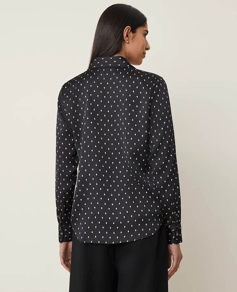 Ann Taylor Dotted Essential Shirt Black Women's