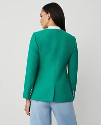 Ann Taylor Petite Tweed Split Hem Jacket Size 2 Shady Glade Women's