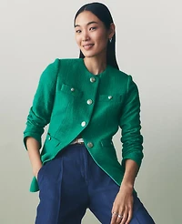 Ann Taylor Petite Tweed Split Hem Jacket Size 2 Shady Glade Women's