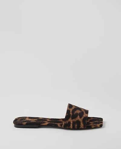 Ann Taylor Fabric Slide Sandals Brown Multi Women's