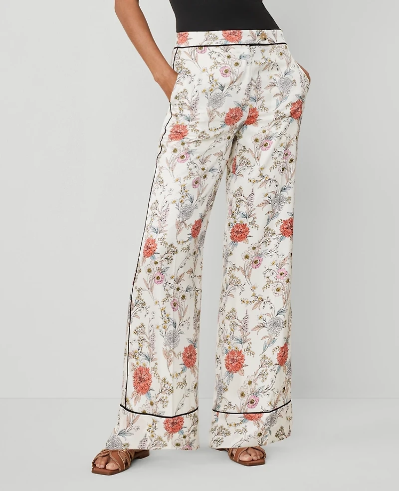 Ann Taylor The Petite Trouser Pant Floral Winter White Women's