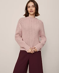 Ann Taylor Pointelle Mock Neck Sweater Women's