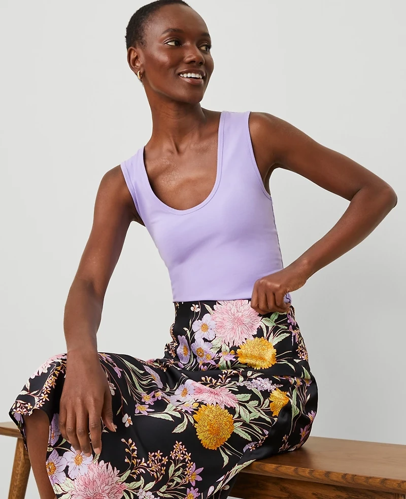 Ann Taylor Petite Modern Scoop Neck Tank Top Size Small Radiant Amethyst Women's