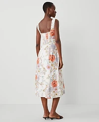 Ann Taylor Petite Floral Linen Blend Dress Orchid Hush Women's