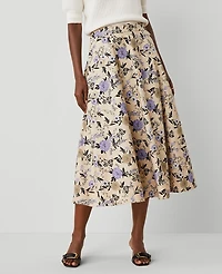 Ann Taylor Petite Floral Full Skirt Size 6 Toasted Oat Women's