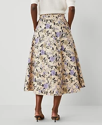 Ann Taylor Petite Floral Full Skirt Size 6 Toasted Oat Women's