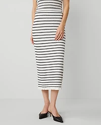 Ann Taylor Petite Striped Knit Textured Skirt Size 2XS White/Black Multi Women's