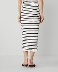 Ann Taylor Petite Striped Knit Textured Skirt Size 2XS White/Black Multi Women's