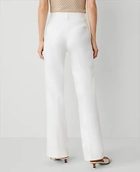 Ann Taylor The Petite Trouser Pant Herringbone Linen Blend — Curvy Fit White Women's