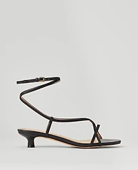 Ann Taylor Leather Strappy Ankle Wrap Kitten Heel Sandals Women's