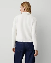 Ann Taylor Petite Weekend Collection Denim Sweater Jacket Size XS Winter White Women's