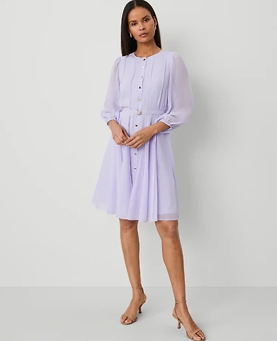 Ann Taylor Petite Seamed Flare Shirtdress Size 2 Lilac Bud Women's