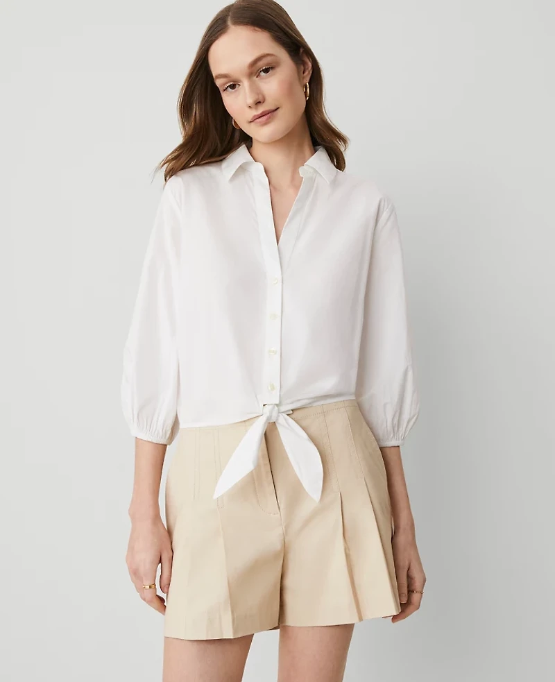 Ann Taylor Tie Waist Blouse White Women's