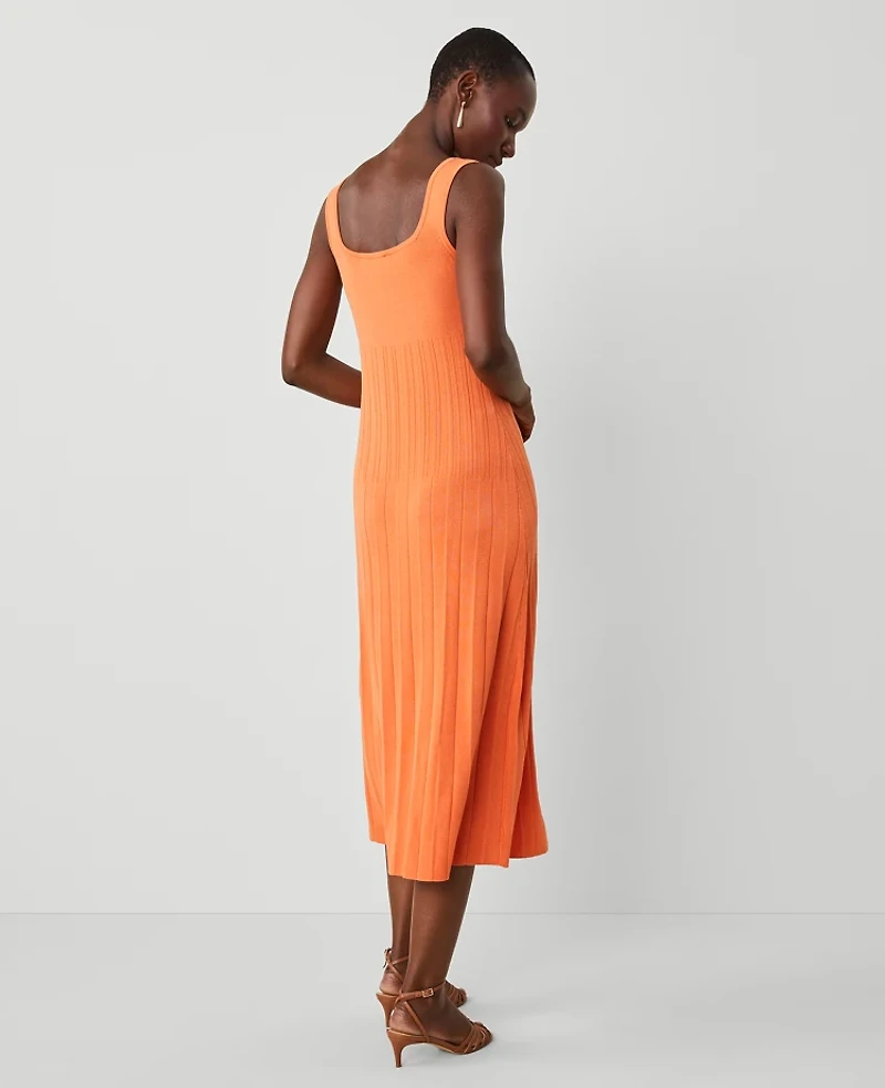 Ann Taylor Petite Pleated Sweater Tank Top Dress Dusty Orange Women's