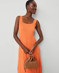 Ann Taylor Petite Pleated Sweater Tank Top Dress Dusty Orange Women's