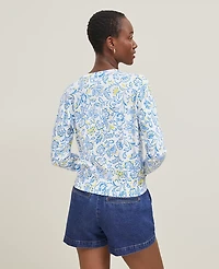 Ann Taylor Floral Ann Cardigan Size Small White Women's