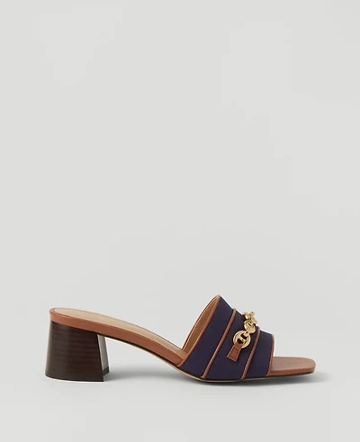 Ann Taylor Chain Flare Block Heel Sandals Night Sky Women's