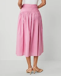 Ann Taylor Petite Belted Yoke Midi Skirt Enchanted Pink Women's
