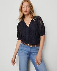 Ann Taylor Weekend Collection Lace Wrap Blouse Women's
