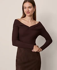Ann Taylor Twisted Off-The-Shoulder Sweater Women's