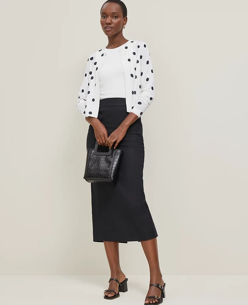 Ann Taylor Petite Dotted Cropped Open Cardigan White Women's