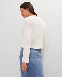 Ann Taylor Petite Weekend Collection Lace-Up Top Size Medium Winter White Women's