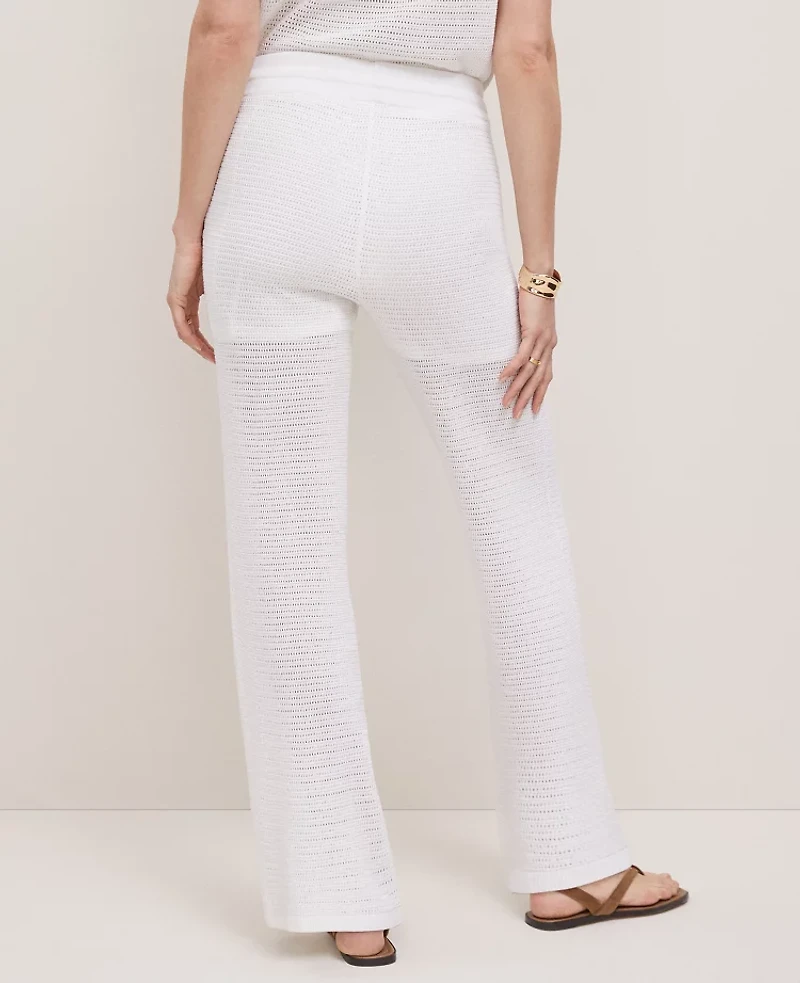 Ann Taylor Petite Weekend Collection Mesh Sweater Pant White Women's