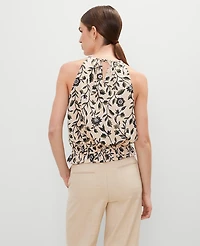 Ann Taylor Floral Shirred Tank Top Sands Edge Women's