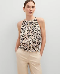 Ann Taylor Floral Shirred Tank Top Sands Edge Women's