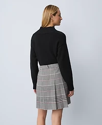 Ann Taylor Plaid Pleated Skirt Black Women's