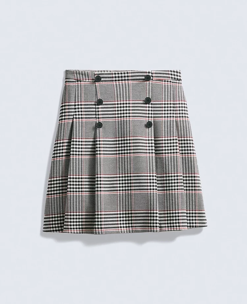 Ann Taylor Plaid Pleated Skirt Black Women's