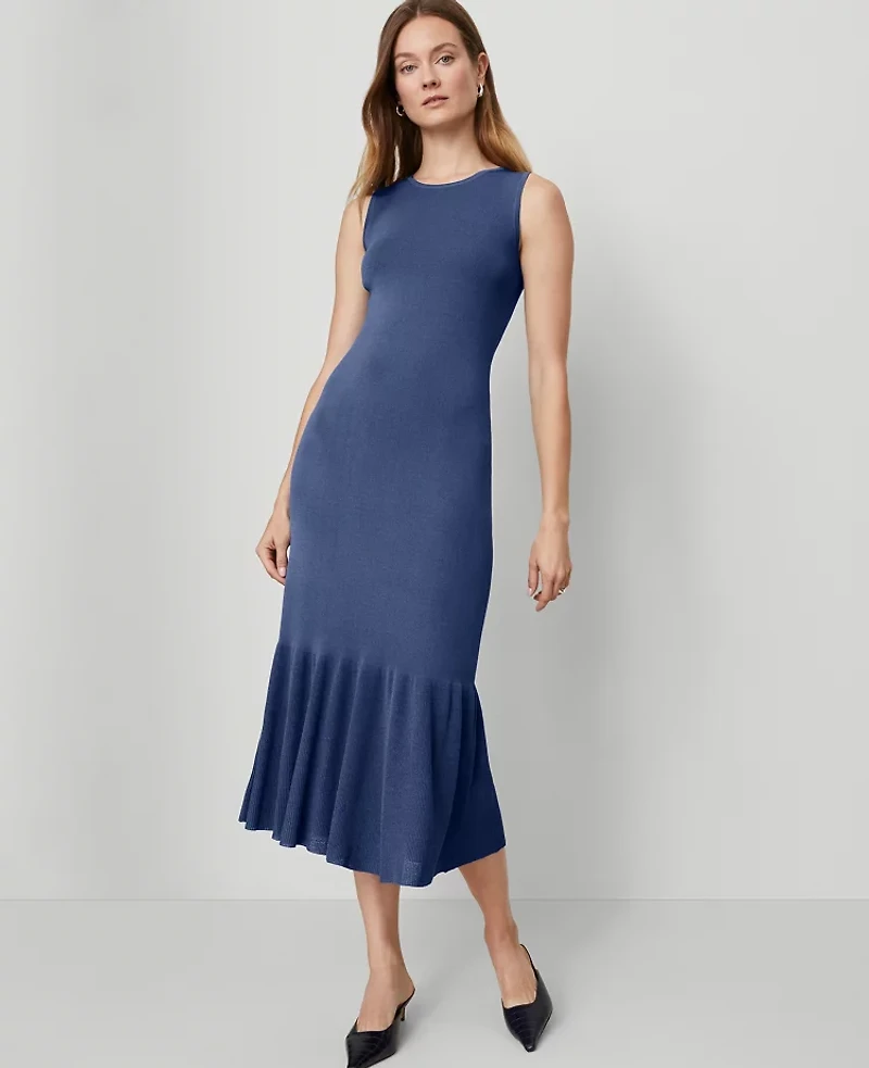 Ann Taylor Ruffle Hem Sweater Dress Women's