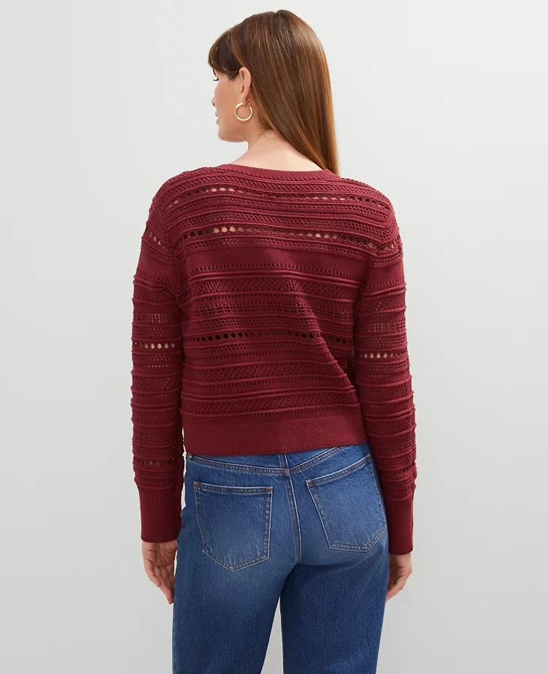 Ann Taylor Petite Pointelle Textured Cardigan Women's