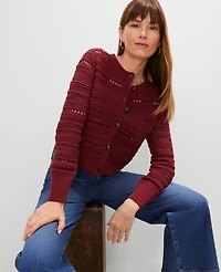Ann Taylor Petite Pointelle Textured Cardigan Women's