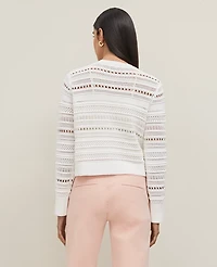 Ann Taylor Petite Pointelle Textured Cardigan Size Large White Women's