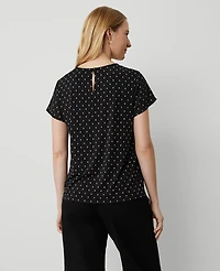 Ann Taylor Petite Geo Mixed Media T-Shirt Size Small Black Women's